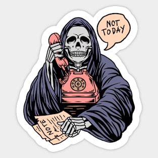 Not Today Satan // Funny Grim Reaper Cartoon Sticker